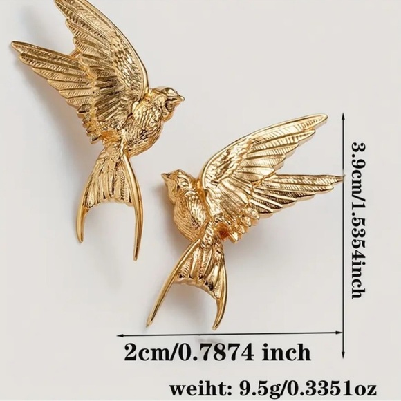 Zara Charming Gold Bird Earrings - Picture 4 of 4